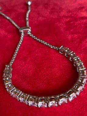 Silvertone & CZ Bracelet